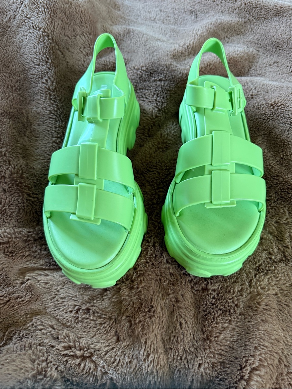 Melissa Neon Green Chunky Platform Sandals